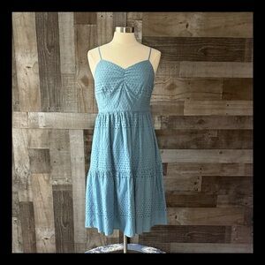 ModCloth blue eyelet lace dress medium vintage inspired festival boho chic party